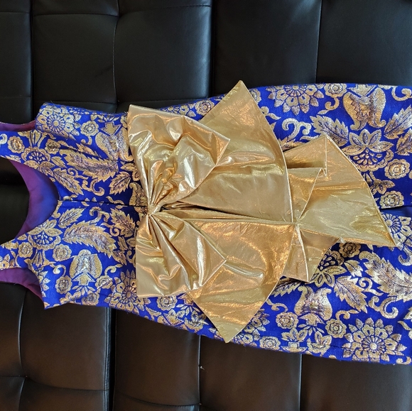 Jessica McClintock blue and gold sheath dress - Picture 5 of 5